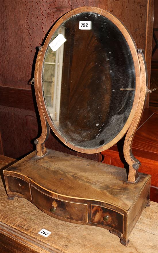 Georgian mahogany serpentine fronted oval toilet mirror (a.f.)